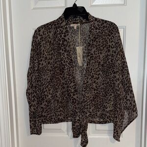 Mystree Brown Leopard Print Tie Front Top